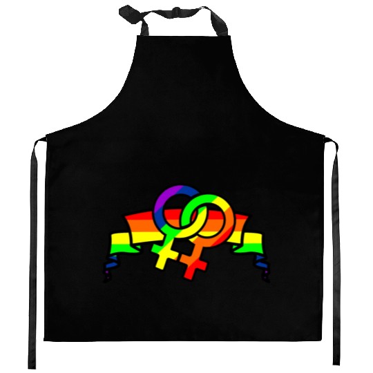 Gender lesbians in rainbow colors Kitchen Aprons