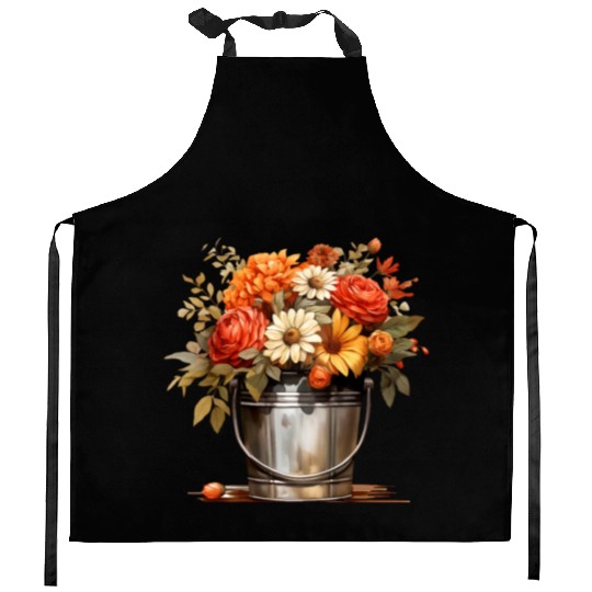 Vintage Wildflower Poster Green Botanical Wall Art Kitchen Aprons