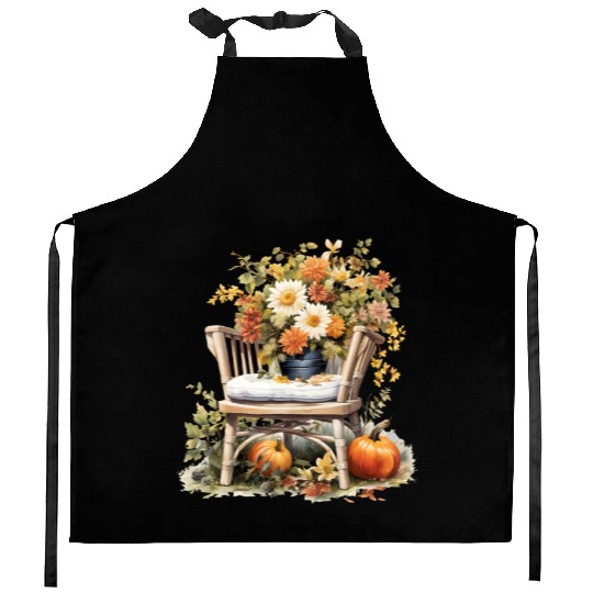 Vintage Wildflower Poster Green Botanical Wall Art Kitchen Aprons