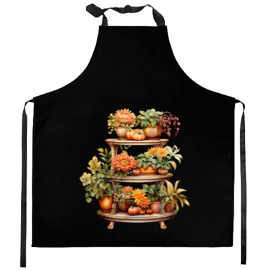 Vintage Wildflower Poster Green Botanical Wall Art Kitchen Aprons