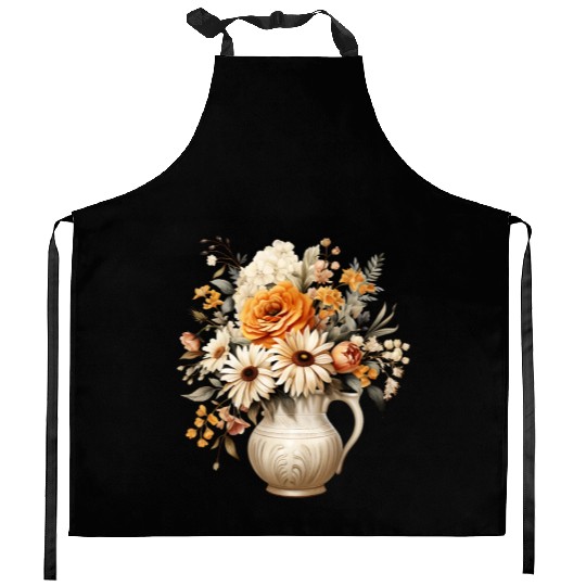 Vintage Wildflower Poster Green Botanical Wall Art Kitchen Aprons