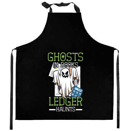 Ghosts in Books Ledger Haunts Accountant Halloween Kitchen Aprons
