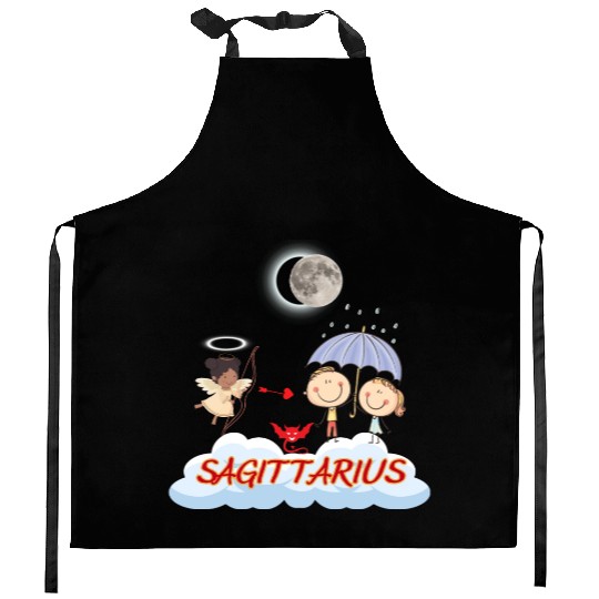 Zodiac Sign Sagittarius Astrology Angel & Bow Kitchen Aprons