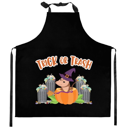 Trick or Trash Happy Halloween Kitchen Aprons