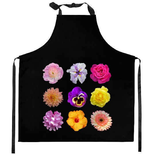 Colorful spring flowers pattern Kitchen Aprons