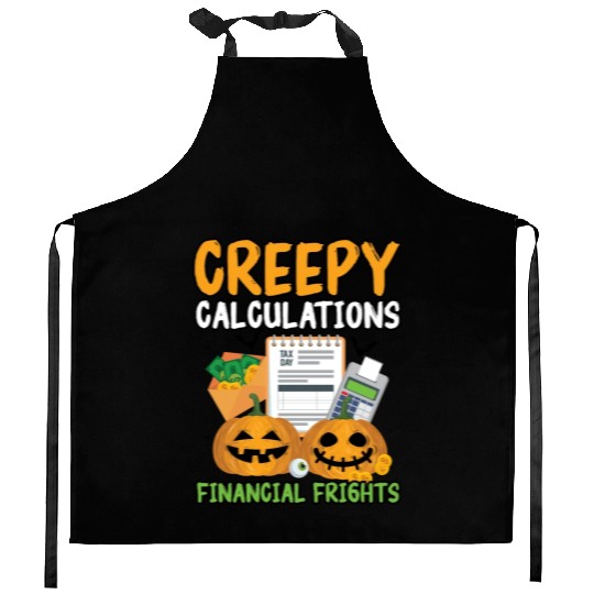 Creepy Calculations Financial Frights Halloween Kitchen Aprons