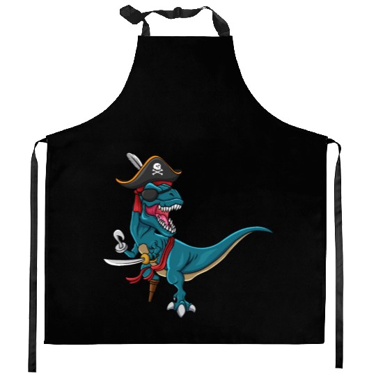 Cool Dinosaur Jolly Pirate Decor Lazy Halloween Kitchen Aprons