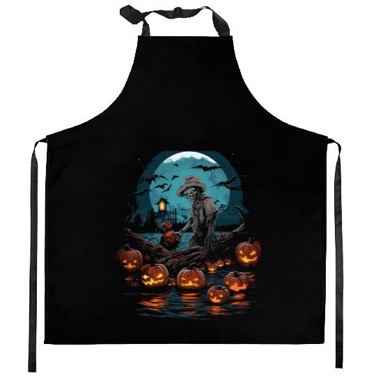 Haunted Fishing Trip Spooky Halloween Angler Kitchen Aprons