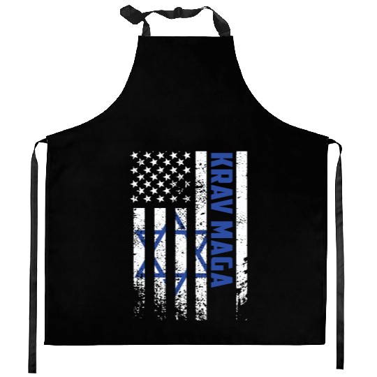 Krav Maga American USA Israel Flag Kitchen Aprons