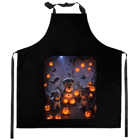 Schnauzer Hallooween Spooktacular Kitchen Aprons