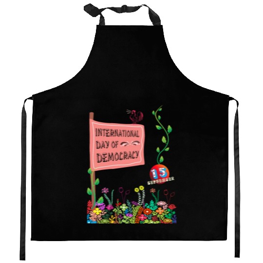 world day of Democracy Kitchen Aprons