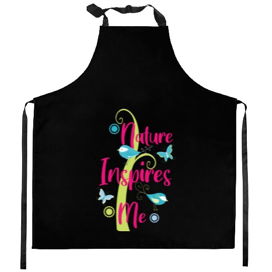 Nature Inspires Me Tree Birds And Butterflies Kitchen Aprons