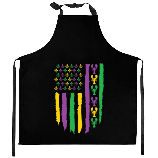 American Flag Lobster Fleur Mardi Gras Kitchen Aprons