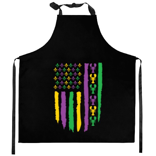 American Flag Lobster Fleur Mardi Gras Kitchen Aprons
