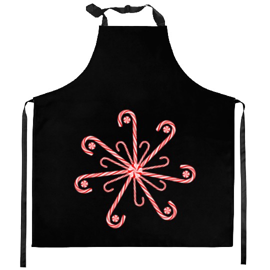 Peppermint Candy Cane Snowflake Kitchen Aprons