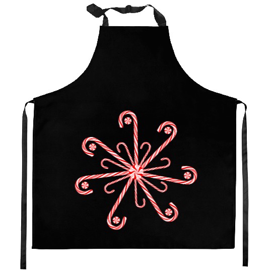 Peppermint Candy Cane Snowflake Kitchen Aprons