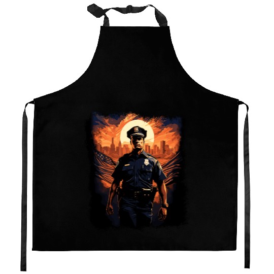 Police OfficerLaw Enforcement USA Patriotic Police Kitchen Aprons