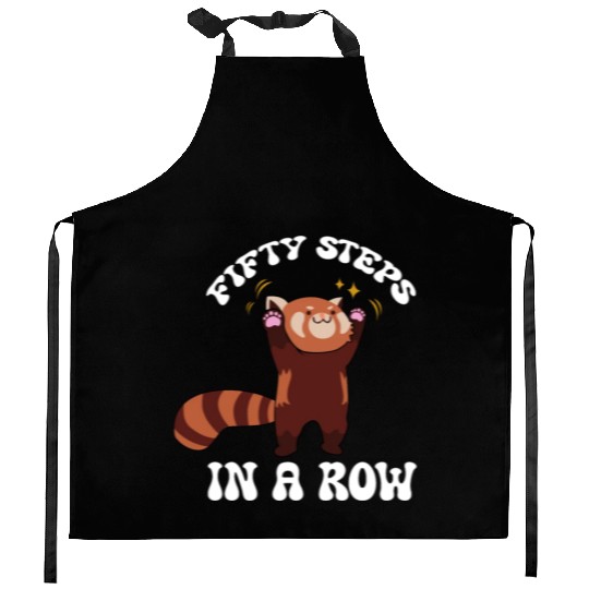 Fifty Steps In a Row Funny Walk Routine Red Panda Kitchen Aprons