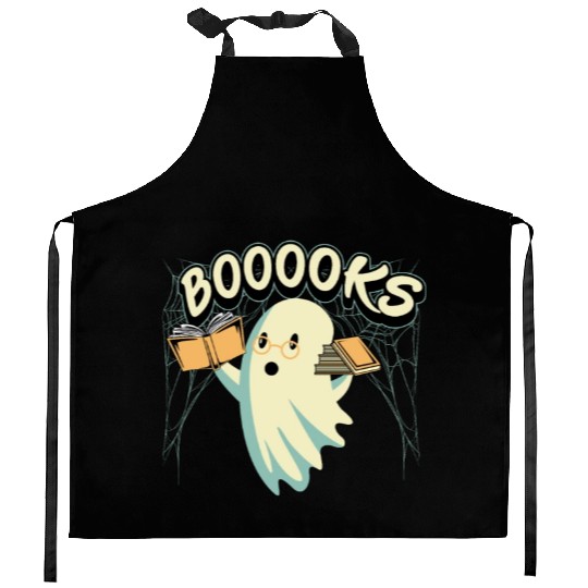 Ghost With Books Booooks Kitchen Aprons