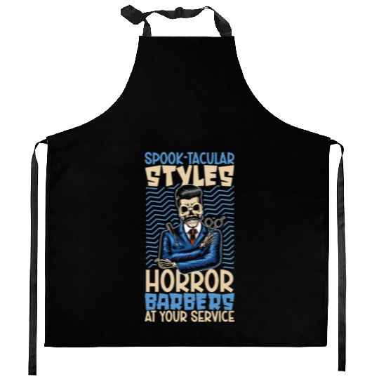 Horror Barber Spooky Hairdresser Hairstylist Hair Kitchen Aprons