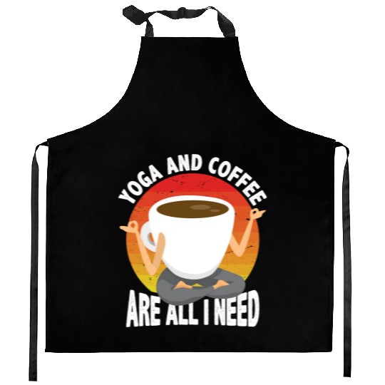 Yoga and Coffee Are All I Need Retro Kitchen Aprons