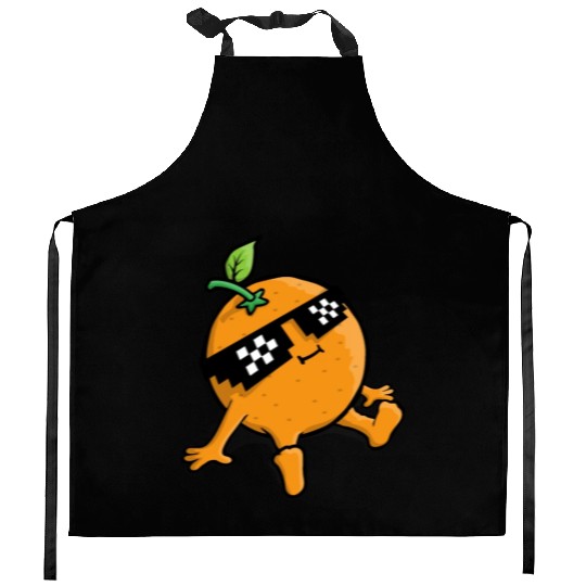 Cool Relaxing Orange Fruit Pixel Sunglasses Face Kitchen Aprons