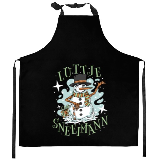 Happy snowman christmas Kitchen Aprons