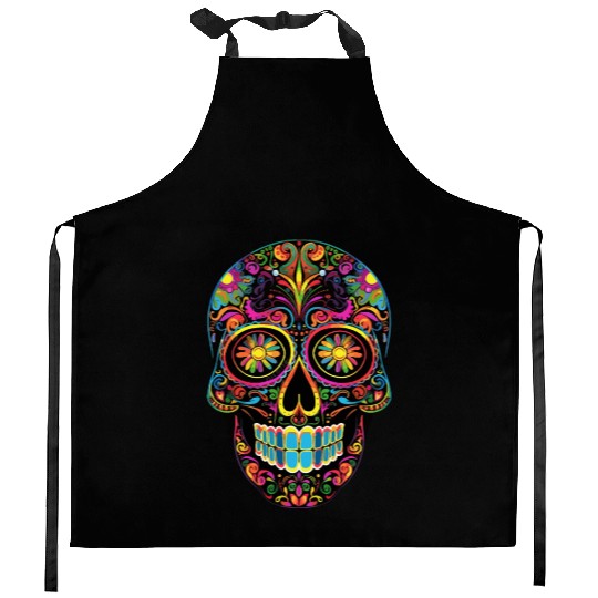 Neon Sugar Skull: Jack Skellington Design Kitchen Aprons