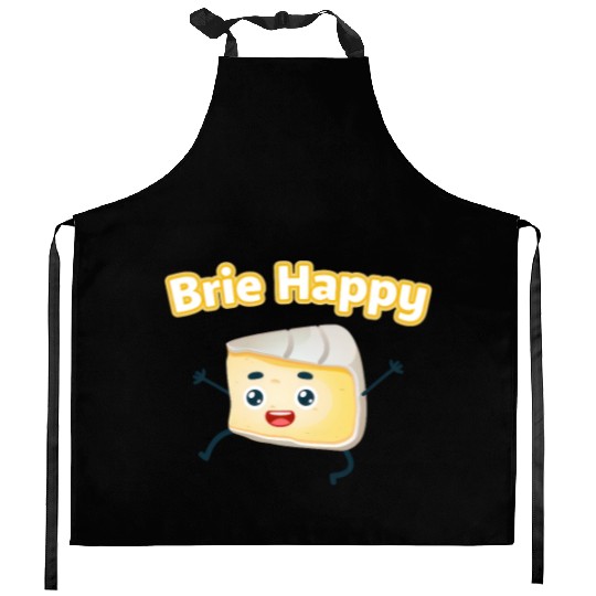 Brie Happy: Cheesy Pun for Cheese Lovers Kitchen Aprons