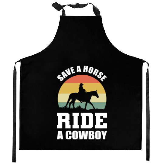 Ride a Cowboy Equestrian Gift Kitchen Aprons