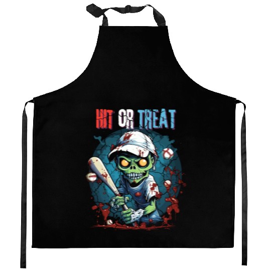 Hit or Treat Zombie Baseball Halloween costume Kitchen Aprons