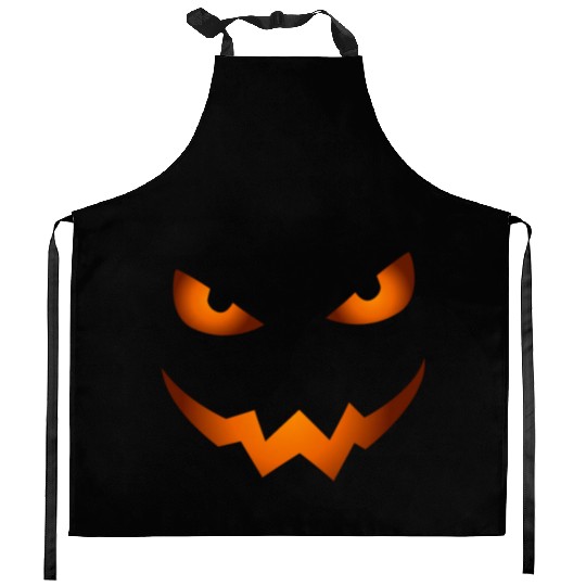 Scary Jack O Lantern Pumpkin Face Halloween Kitchen Aprons