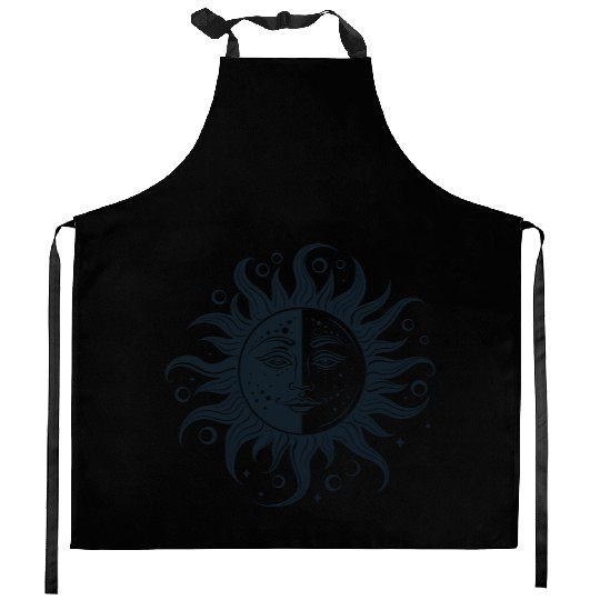 Harmonious Sun and Moon - Spiritual Design Kitchen Aprons