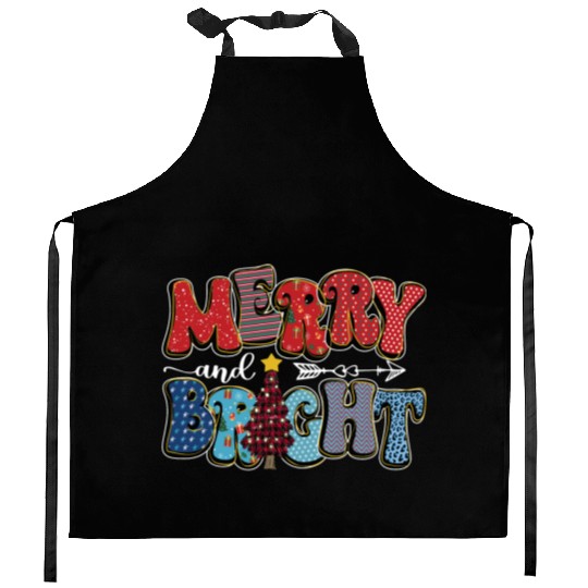 Merry and Bright Chistmas Tree Cute Christmas Kitchen Aprons