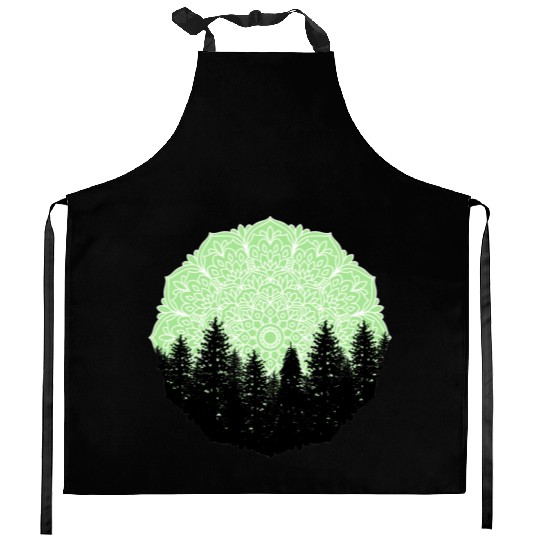 Green Forest Mandala Pacific Northwest Kitchen Aprons
