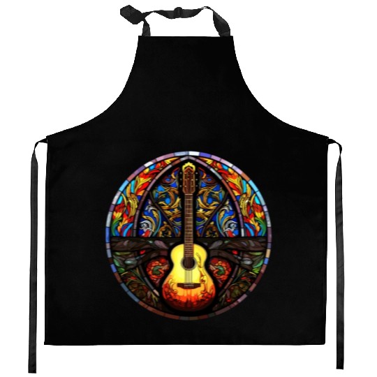 Unique Holy Guitar Art Design - Stained Glass Art Kitchen Aprons