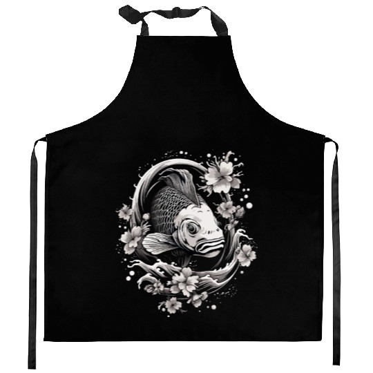 Koi Fish Koi Carp Japanese Tatto-style Koi Kitchen Aprons