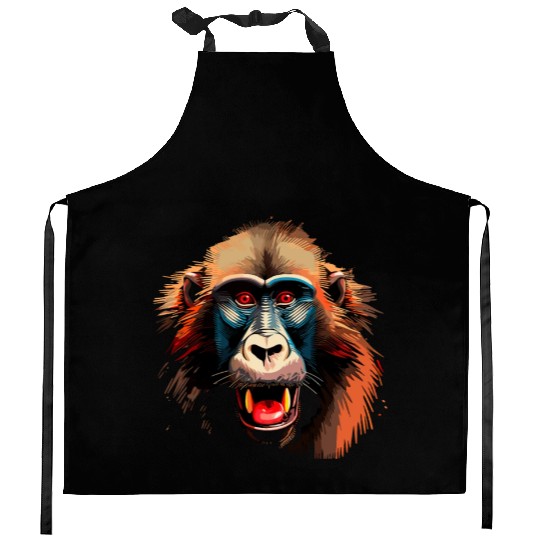 Baboon Monkey Lover Wildlife Animal Zookeeper Kitchen Aprons