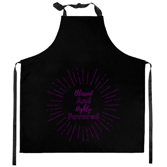 Blessed and Highly Favored Purple Kitchen Aprons
