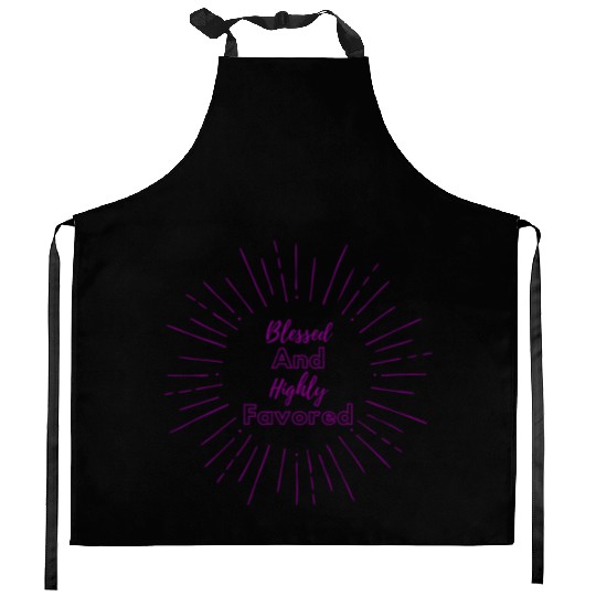 Blessed and Highly Favored Purple Kitchen Aprons