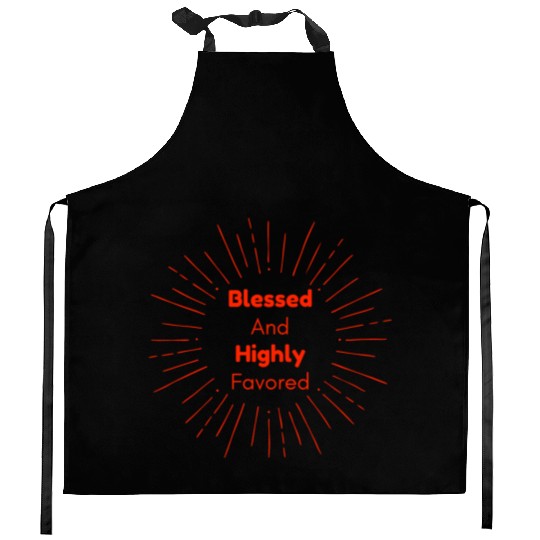 Blessed and Highly Favored Scarlet Kitchen Aprons