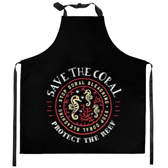 Protect the Coral Save the Reef Rustic Crest Kitchen Aprons