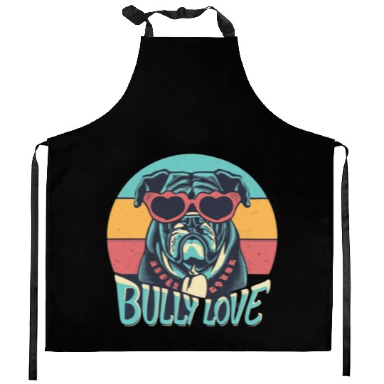 Dog Love Bully Retro Kitchen Aprons Dog owner Bully lover