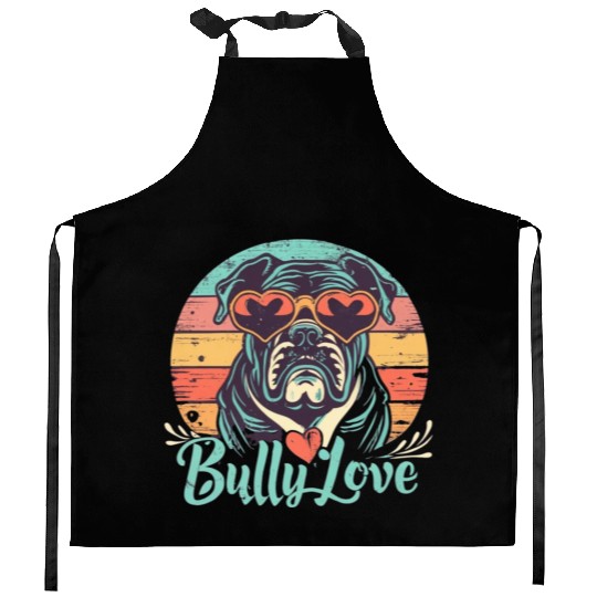 Dog Love Bully Retro Kitchen Aprons Dog owner Bully lover