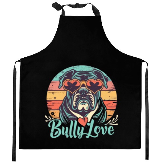 Dog Love Bully Retro Kitchen Aprons Dog owner Bully lover