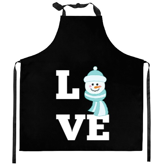 Love Snowman - Heartwarming Winter Apparel Kitchen Aprons