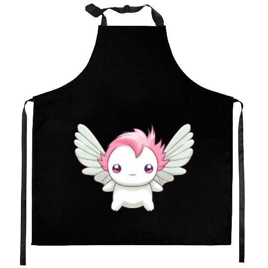 Sweet Axolotl with Angel Wings: Heavenly Design Kitchen Aprons