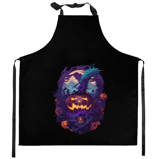 Scary Halloween Pumpkin Kitchen Aprons