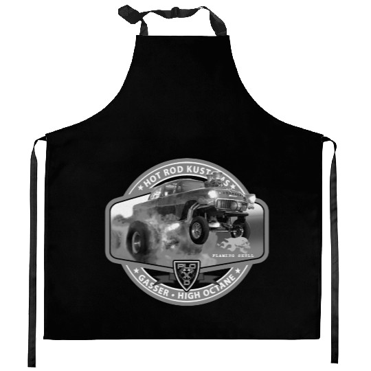 Hot Rod Gasser BW Kitchen Aprons