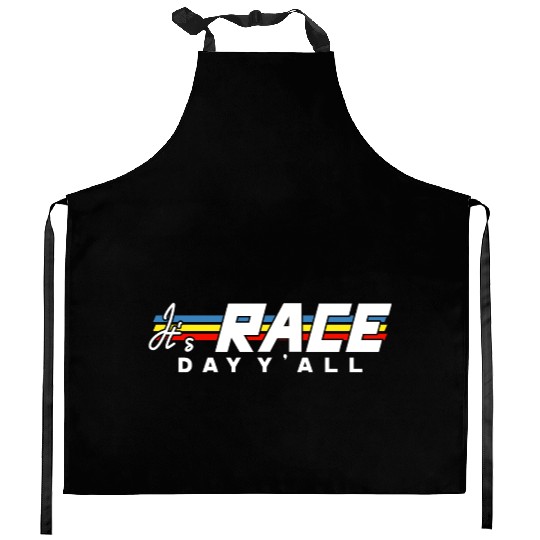 It s Race Day Y all White Text Kitchen Aprons